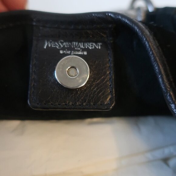 Authentic YSL Yves Saint Laurent Black Suede Mombasa Silver Horn Hobo Handbag - Picture 11 of 16